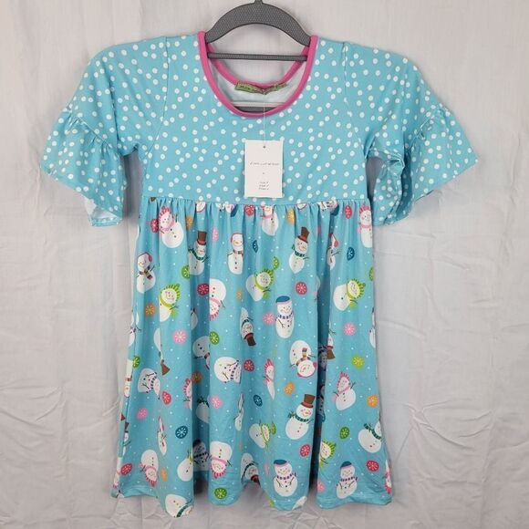 Millie Loves Lily‎ Snowman Print Short Sleeve Dress - Picture 1 of 8